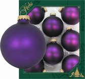 24x Magic velvet paarse glazen kerstballen mat 7 cm kerstboomversiering - Kerstversiering/kerstdecoratie paars