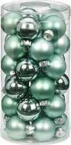 60x Mint groene kleine glazen kerstballen 4 cm glans en mat - Kerstboomversiering mint groen