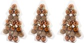 51x stuks kleine kunststof kerstballen koper 3 cm mat/glans/glitter - Onbreekbare plastic kerstballen - Kerstversiering