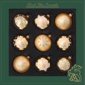 18x stuks luxe gedecoreerde glazen kerstballen goud 8 cm - Kerstboomversiering/kerstversiering/kerstornamenten