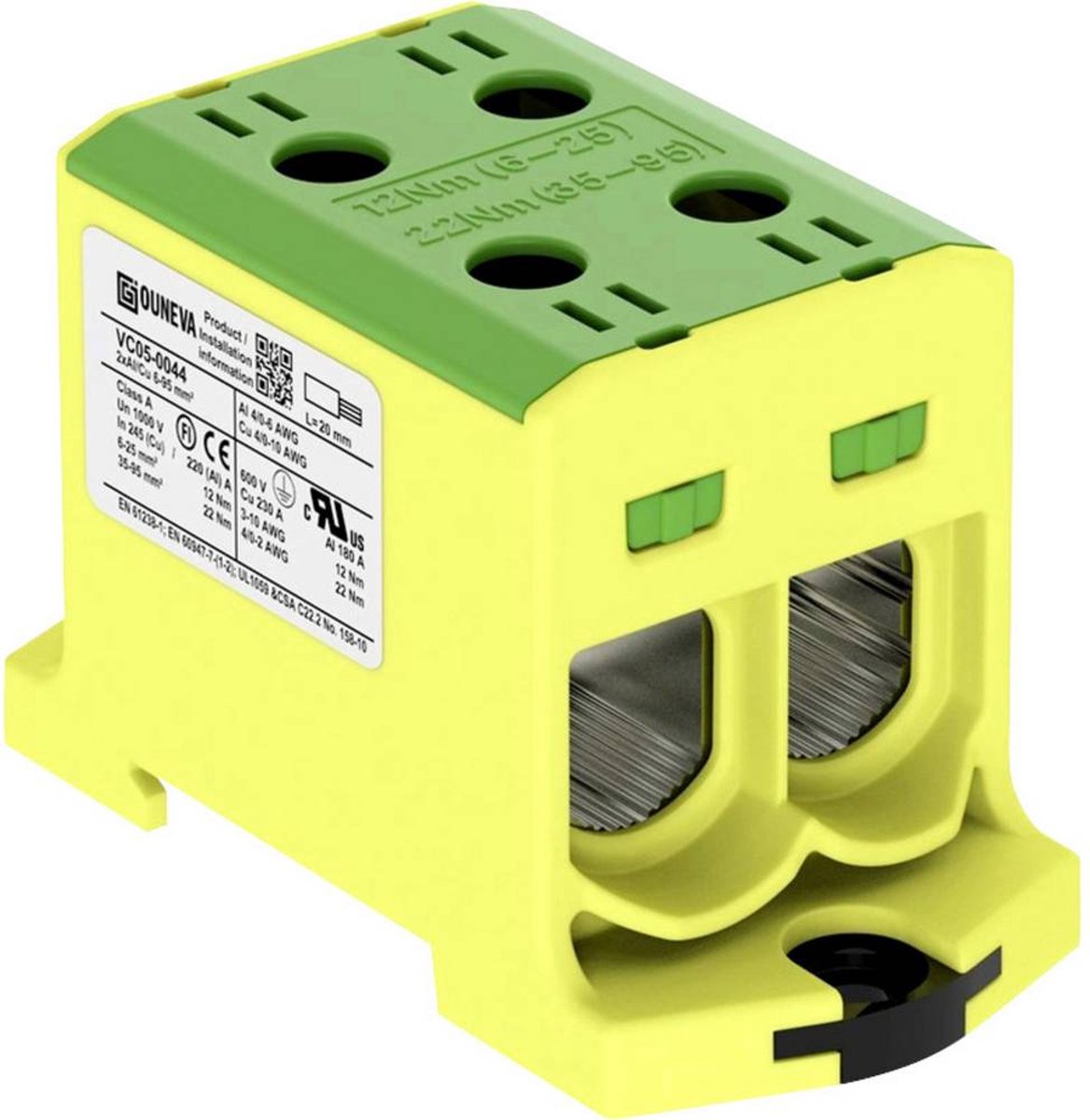 Ouneva Group VC05-0044 Verdeelblok Geel-groen 1 stuk(s)