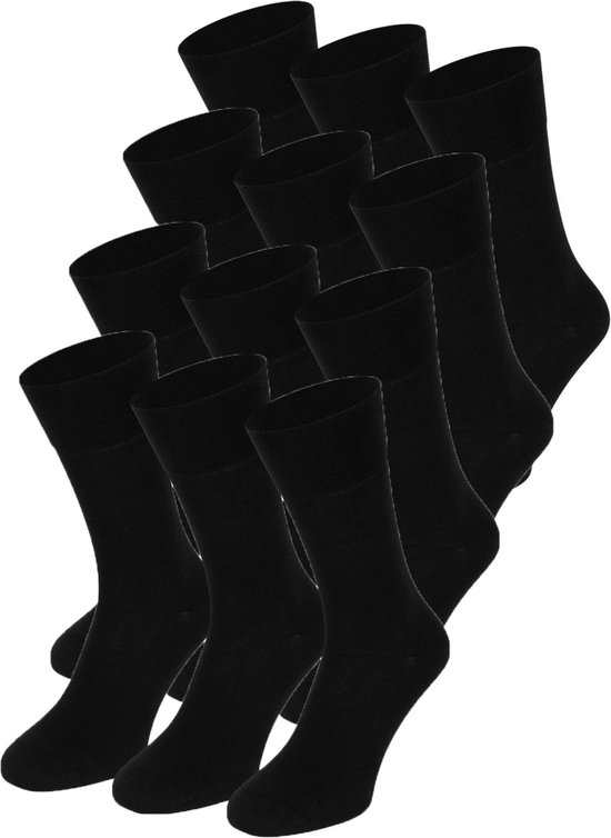 12 paar Calzini katoen Heren Sokken naadloos - 47-50 - Zwart