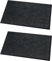 2x stuks deurmatten/droogloopmatten Moorea antraciet grijs 40 x 60 cm - Schoonloopmat - Inloopmat