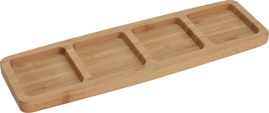 Foto: Serveerplanken borden 4 vaks van bamboe hout l33 x b10 cm