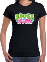 Toppers Jaren 60 Flower Power Summer Of Love verkleed shirt zwart dames - Sixties/jaren 60 kleding S