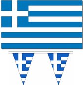 Ensemble de décoration drapeaux de Landen Grèce 2x éléments drapeau 90 x 150 cm et une ligne de drapeau à pointe de 5 mètres