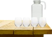 Excellent Houseware karaf schenkkan glas 1700 ml met 4x stuks Oval drinkglazen 390 ML
