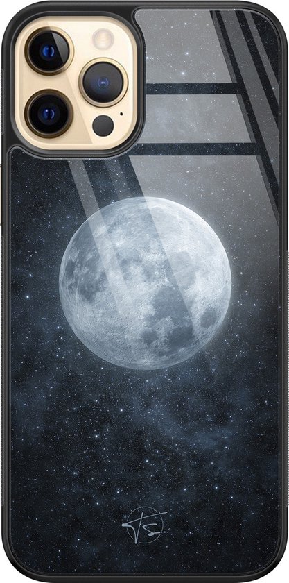 Coque rigide de luxe pour iPhone 12 avec un imprimé couleur de la lune et du ciel étoilé.