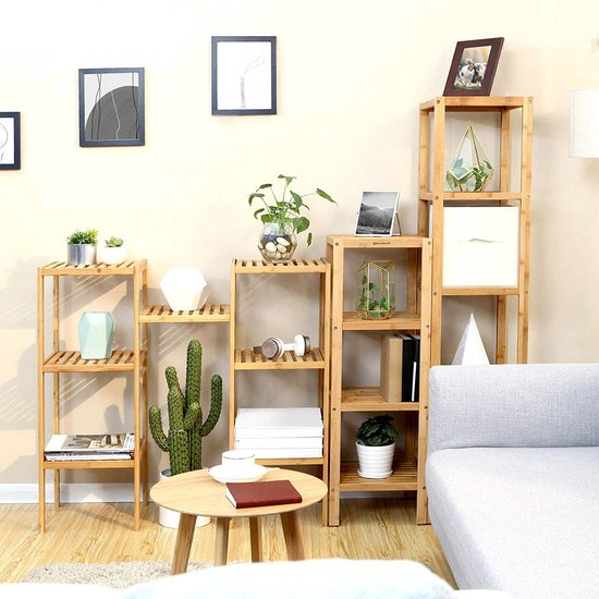 SONGMICS Bamboe 5 planken 33 x 33 x 146 cm smal