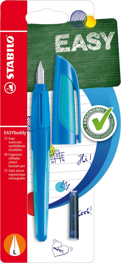 STABILO EASYbuddy - Ergonomische Vulpen - Donker Blauw / Licht Blauw - L Nib Speciaal Voor Linkshandigen