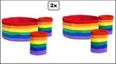 2x Set Zweetbandjes regenboog 3-dlg - carnaval zweet band festival gay pride optocht thema feest