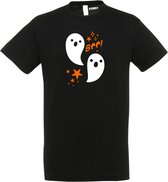 T-shirt kinderen Halloween Boo Spookjes | Halloween kostuum kind dames heren | verkleedkleren meisje jongen | Zwart | maat 128