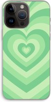 Case Company® - Hoesje geschikt voor iPhone 14 Pro Max hoesje - Hart Groen - Soft Cover Telefoonhoesje - Bescherming aan alle Kanten en Schermrand