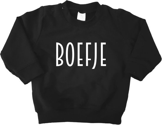 Baby sweater - Boefje - Stoer - Zwart - Maat 74 - Cadeau - Babykleding - Trui - Vest