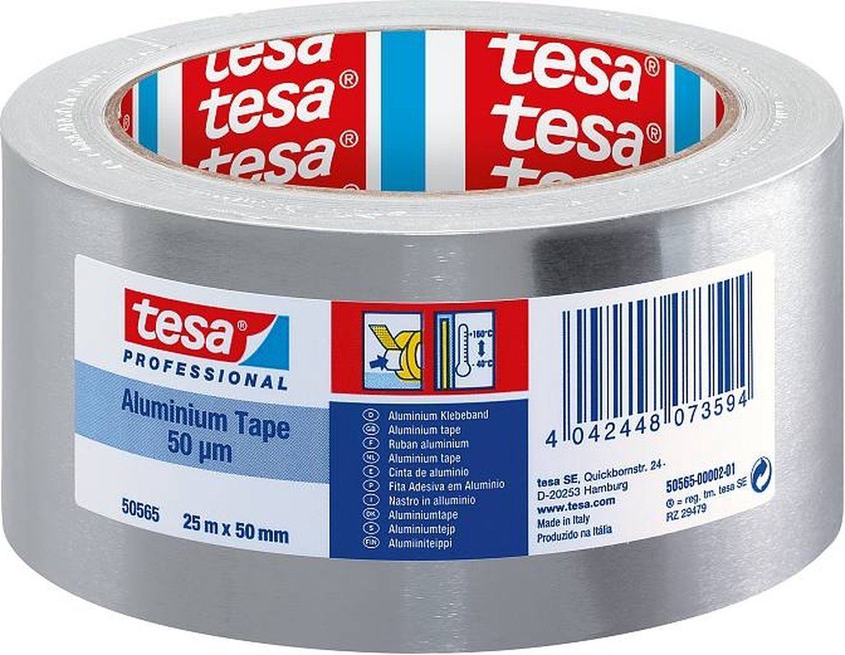 Tesa aluminium tape 50mm x 50m - 30 µm - dampdicht