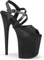 Pleaser - FLAMINGO-824 Sandaal met enkelband, Paaldans schoenen - Paaldans schoenen - 36 Shoes - Zwart