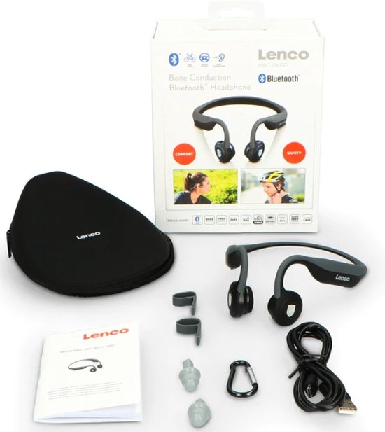 Lenco HBC-200 Bluetooth® koptelefoon met bone conduction - Grijs - Lenco