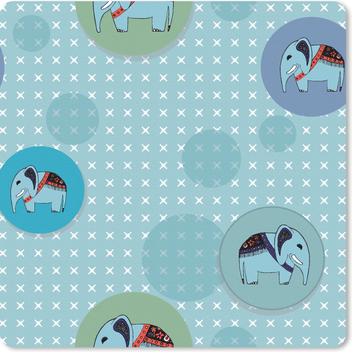 Muismat 30x30 cm - Mousepad Olifant - Stippen - Design - Muismatten