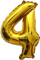 Folieballon / Cijferballon Goud - getal 4 - 41cm - ixen