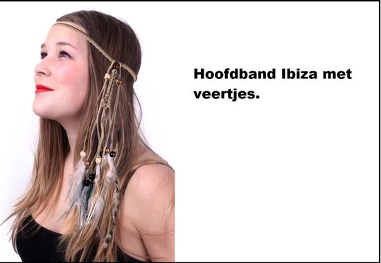 Hoofdband Ibiza met veertjes - festival thema feest summer party hoofd fun hippie