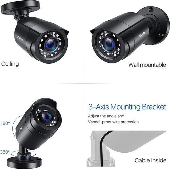 Beveiligingscamera Set met Kabel - HD Outdoor Security Camera Beveiligingscamera Set van Techman — afbeelding 2