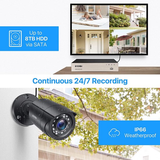 Beveiligingscamera Set met Kabel - HD Outdoor Security Camera Beveiligingscamera Set van Techman — afbeelding 5