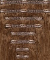 Clip in hair extensions | Clip in hairextensions human hair | kleur piano 4/27 | bruin | Chocolade bruin gemixt met Honing blond| 20" / 50CM