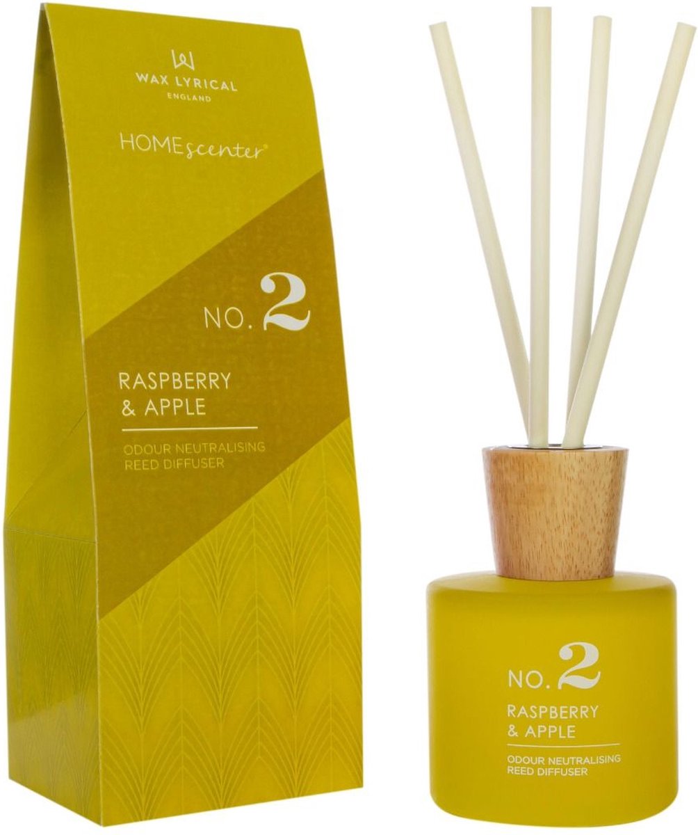 Wax Lyrical- NO2 - Raspberry & Apple - Geurstokjes - Diffuser 180ml | Homescenter - Framboos Appel 25,5x9,3