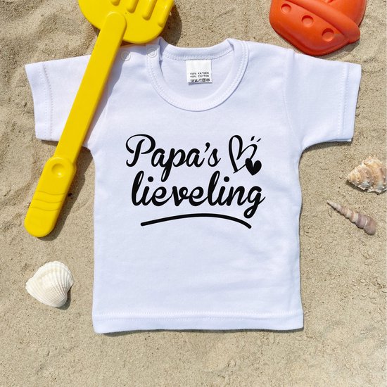 Kinder - t-shirt - Papa's lieveling - maat: 80 - kleur: wit - 1 stuks - papa - vader - kinderkleding - shirt - baby kleding - kinderkleding jongens - kinderkleding meisjes