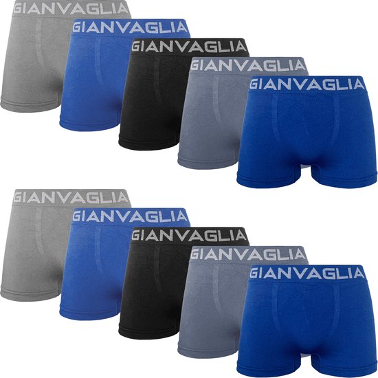Boxer Homme Microfibre - Lot de 10 - Blauw Grijs Zwart - Taille XL/ XXL