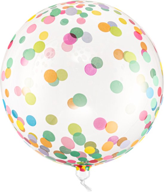 Folieballon ORBZ Clear met pastelkleurige Stippen - 45 cm