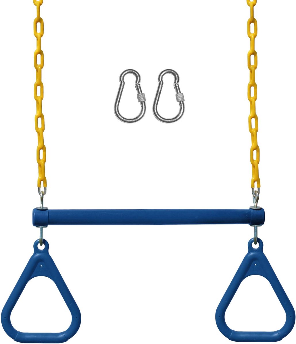 JAXY Trapeze Schommel - Trapeze Met Ringen - Ringtrapeze - Trapeze Schommel Met Ringen - Trapeze Volwassenen en Kinderen - Trapeze - Blauw