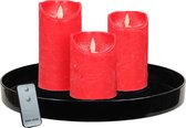 Zwart dienblad - inclusief 3 LED kaarsen rood - met afstandsbediening