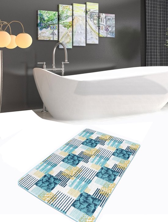 Badmat antislip - 50x80 x 2 stuks - Deurmat voor binnen- Wc mat - Toiletmat - Koraal ontwerp - De Groen Home