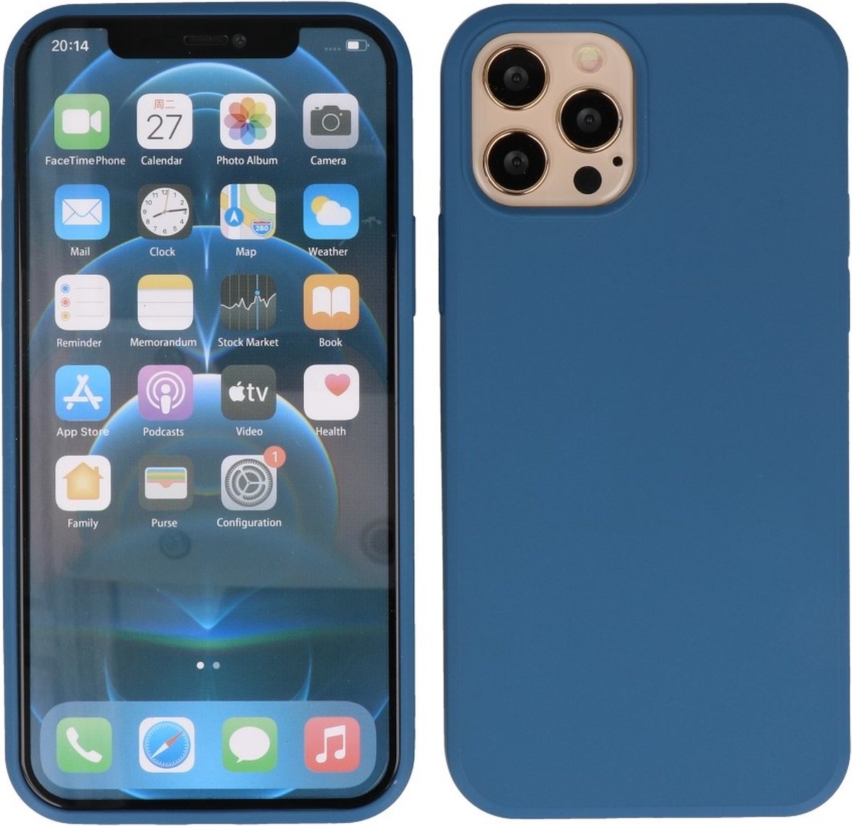 Hoesje 2.0mm Dikke Siliconen Back Cover Kleur Navy geschikt voor Iphone 12 Pro Max