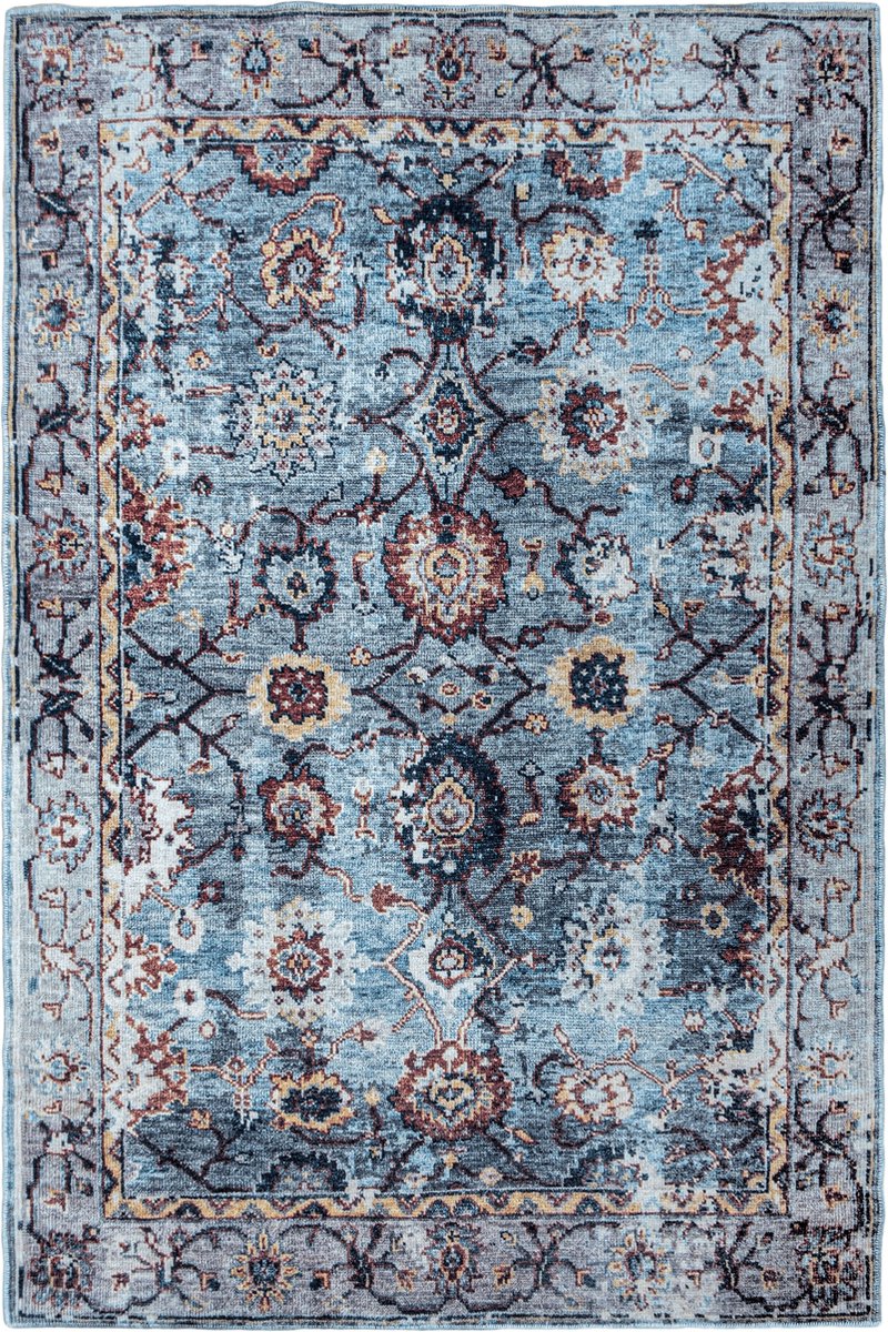Vintage Vloerkleed ''Tazzo'' 160 x 230 cm Perzisch Tapijt in Grijs Multi