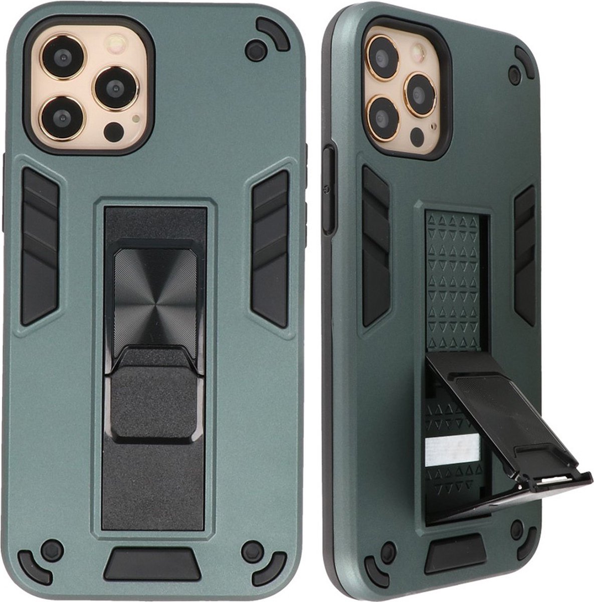 Hoesje Stand Hardcase Back Cover Color Groen geschikt voor Iphone 12 Pro Max