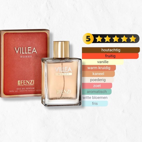 Houtachtig, Aromatische merkgeur voor dames - JFenzi - Eau de Parfum - Villea - 100ml - 80% ✮✮✮✮✮ - Cadeau Tip !