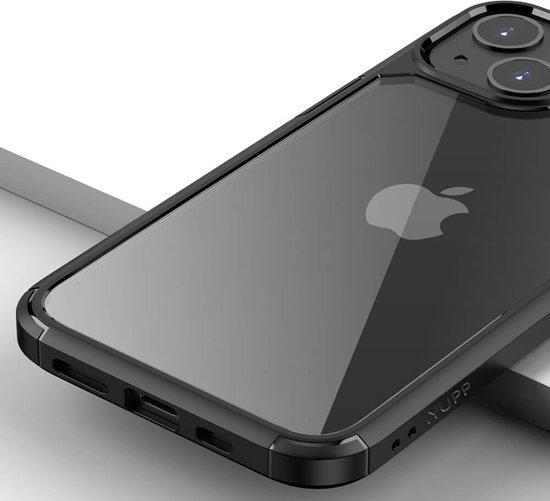 IYUPP Hoesje Geschikt voor iPhone 14 Pro Hoesje - Shockproof Back Cover - Zwart Transparant