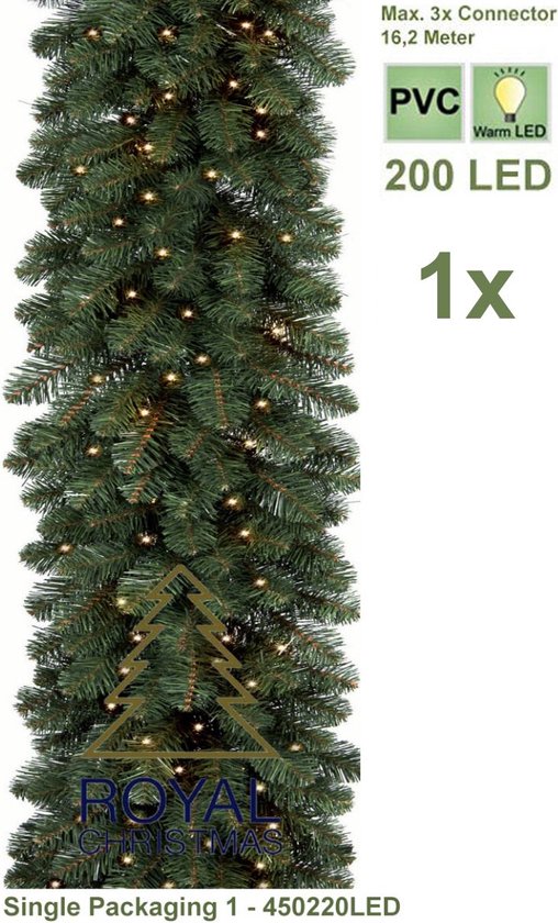 Royal Christmas - 1x Kerstguirlande PVC 540 cm - 200 LED lampjes - extra  vol 600... | bol.com