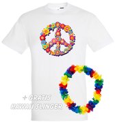 T-shirt Peace Flowers | Love for all | Gay pride | Regenboog LHBTI | Wit | maat L