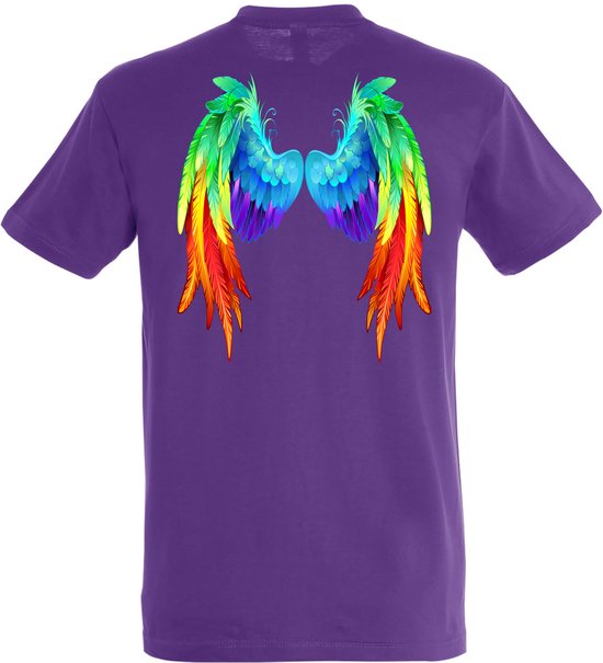 T-shirt Regenboog Vleugels | Love for all | Gay pride | Regenboog LHBTI | Paars | maat M
