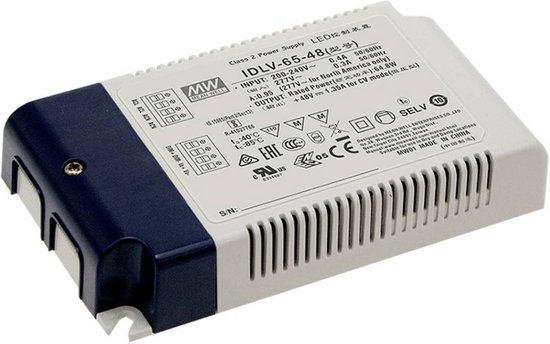 Driver LED 24 V/ DC 57,6 W 2,4 A Tension constante Mean Well IDLV-65-24