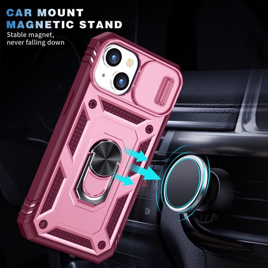 Ring Kickstand with Camera Shield - Coque pour iPhone 14 - Rose