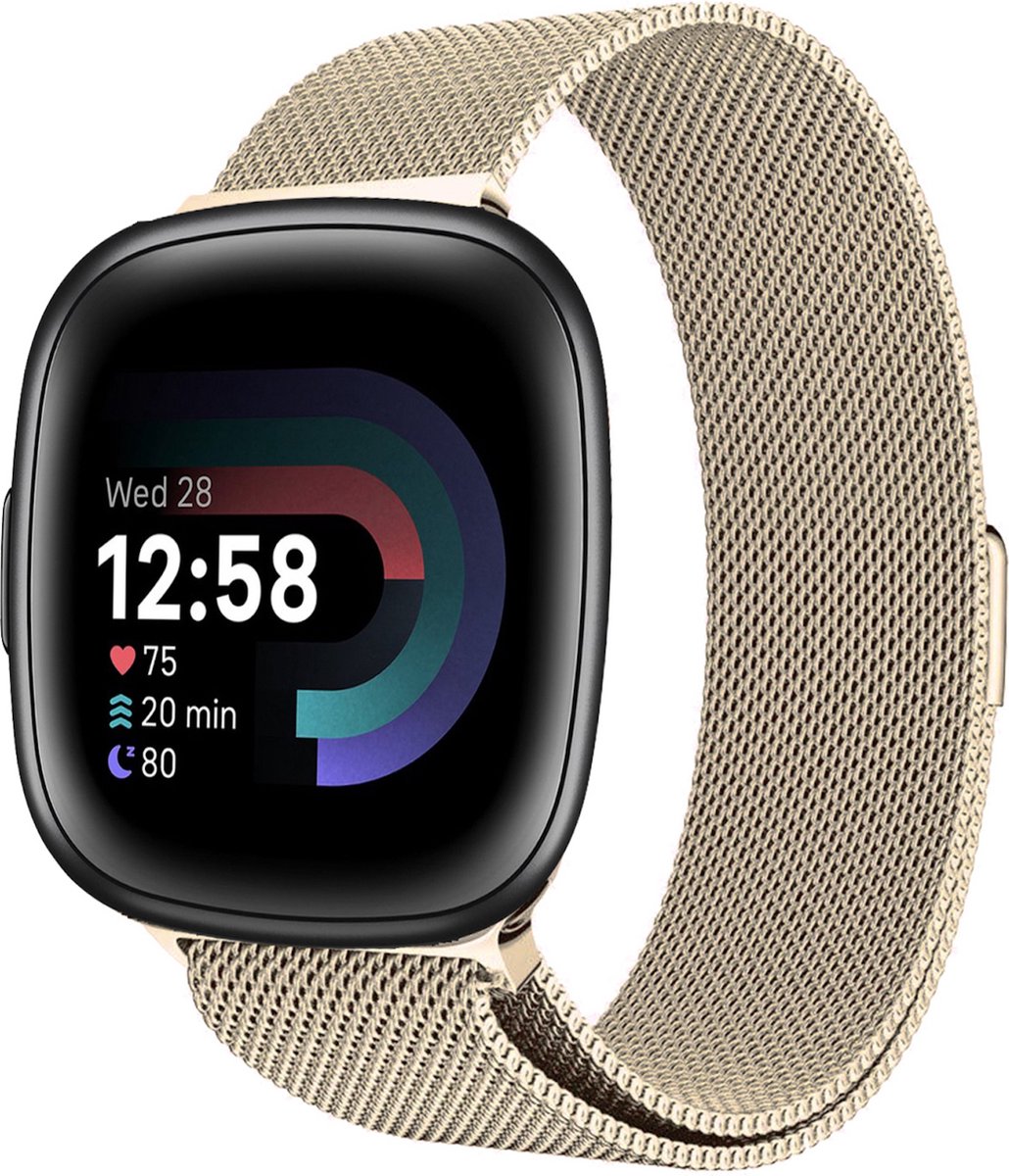 Bandje geschikt voor Fitbit Versa 4 / Sense 2 - Goud Milanese Band