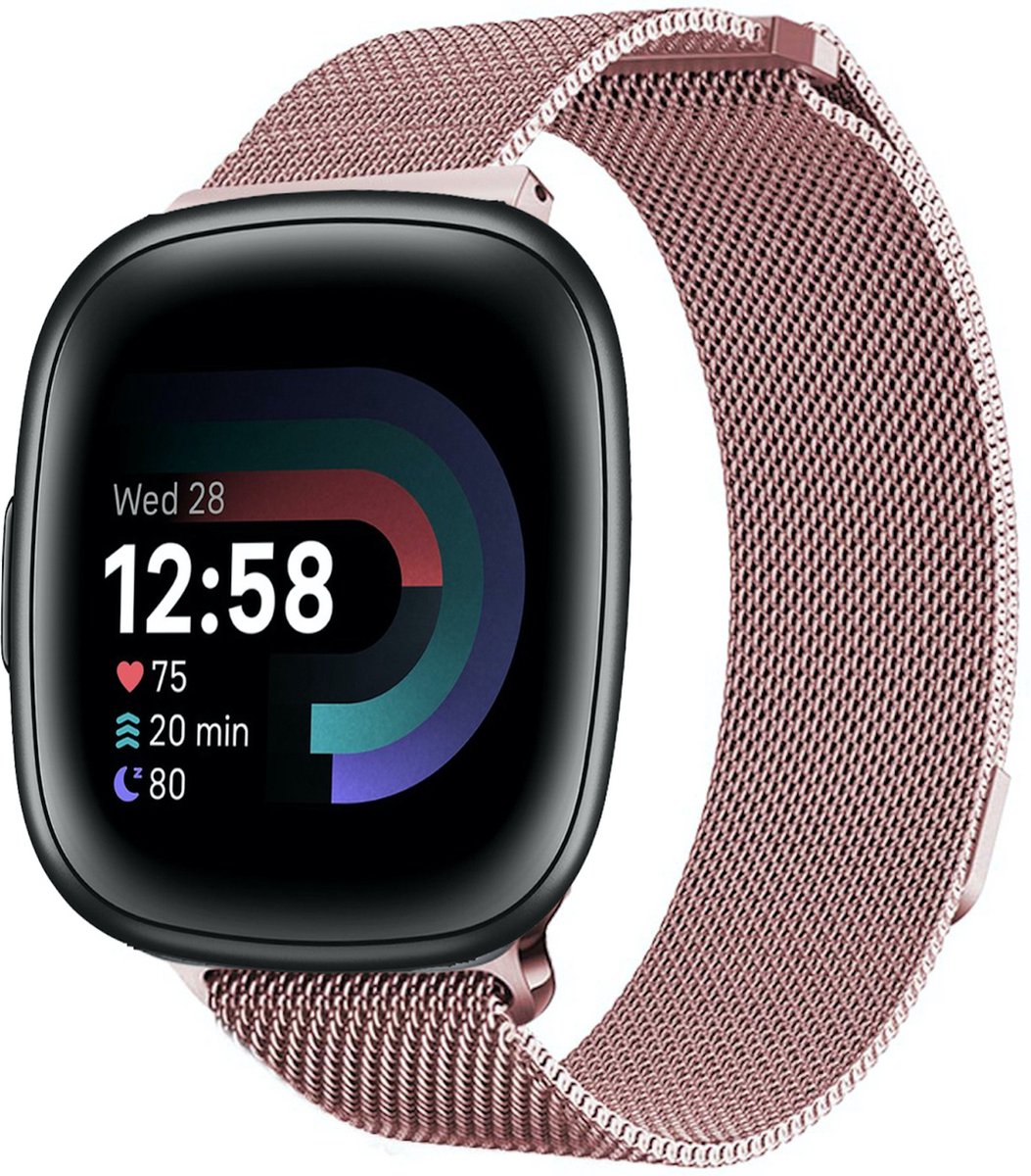 Bandje geschikt voor Fitbit Versa 4 / Sense 2 - Roségoud Milanese Band