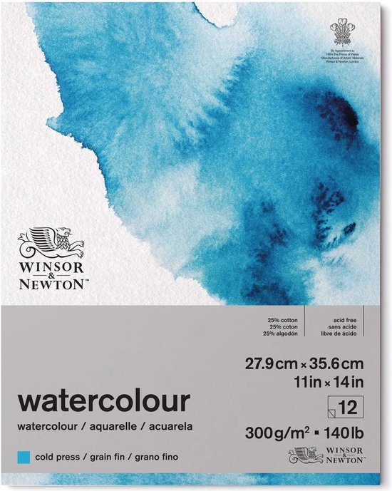 Winsor & Newton Classic Aquarelpapier Grain fin Blok 1-zijdig gelijmd 300gr