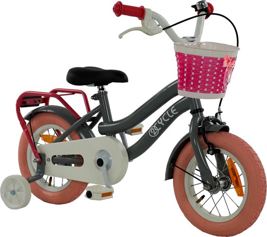 2Cycle Pretty - Kinderfiets - 12 inch - Grijs-Roze - Meisjesfiets - 12 inch  fiets | bol
