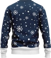JAP Christmas Kersttrui (maat XL) - 100% Gerecycled - Kriebelt niet - Kerstcadeau volwassenen - Foute Kersttrui dames en heren - Rudolf het Rendier - Donker blauw
