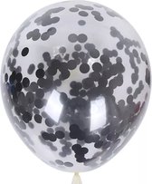 Confetti ballonnen transparant Zwart 25 stuks